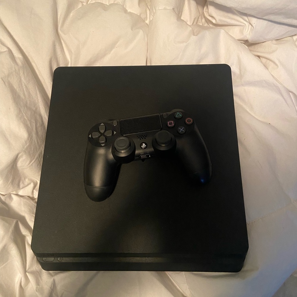 Sony Black Gaming Console with Controller